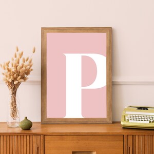 P Initial Artwork P Print Letter P Single Letter Print Name Initial Modern Wall Art Initial Print Pink Print Letter Letter Artwork Pink Art