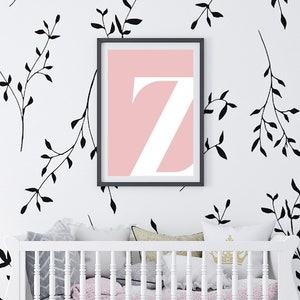 Z Initial Artwork Z Print Letter Z Initial Print Single Letter Print Name Initial Pink Print Initial Print Printable Art Letter Art pink Art