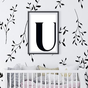 U Initial Artwork U Print Letter U Letter Artwork Single Letter Print Name Initial Prints Wall Art Initial Print Printable Art