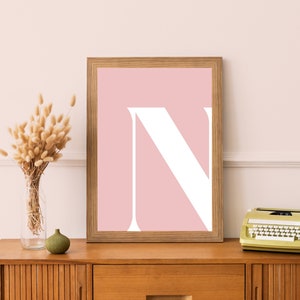 N Initial Artwork N Print Letter N Letter Artwork Single Letter Art Pink Home Decor Initial Print Printable Art Letter Art Wall Art