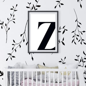 Z Initial Artwork Z Print Letter Z Letter Artwork Single Letter Print Name Initial Bedroom Wall Art Initial Print Printable Art
