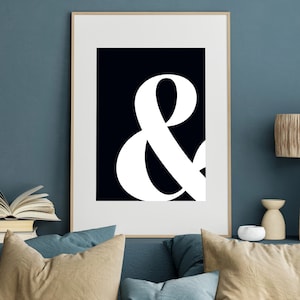 Black Ampersand Initial Print Letter Artwork Single Letter Print Name & Initial Bedroom Wall Art Home Decor Initial Print Printable