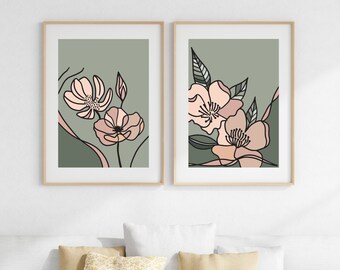 Set of 2 Prints Botanical Print Set of 2 Botanical Flower Print Flower Print Plant Wall Art Flower Art Floral Print Original Artwork Floral