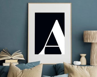 A Initial Artwork Black A Print Letter A Single Letter Print Name Initial Typography Poster Initial Print Nursery Letter Art Letter