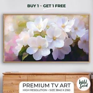 TV ART White Flowers TV Art Flowers for tv White Flowers Painting Frame tv Art Digital tv painting Spring Flowers tv Frame Art Botanical Art
