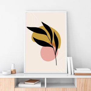 Abstract Leaf Print Printable Wall Art Wall Art Abstract Print Geometric Artwork Minimalist Printable Art Wall Print Botanical Boho Print