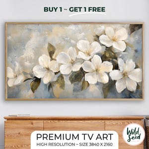 TV ART White Flowers TV Art Flowers for tv White Flowers Painting Frame tv Art Digital tv painting Spring Flowers tv Frame Art Botanical Art