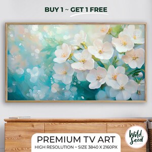 TV ART White Flowers TV Art Flowers for tv White Flowers Painting Frame tv Art Digital tv painting Spring Flowers tv Frame Art Botanical Art