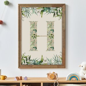H Initial Artwork Letter H H Print Letter Art Printable Letter Poster Baby initial Jungle Wall Art Artwork for Babys Room Baby boy Prints