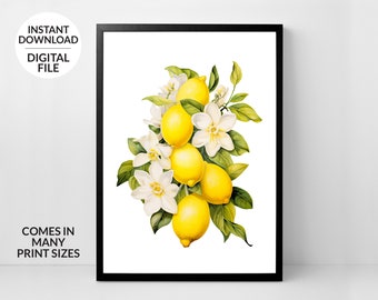 【大放出セール】 Art Wall Flowers With Lemon Citrus Print Lemon Prints 絵画