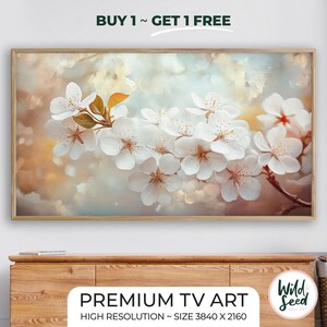 TV ART White Flowers TV Art Flowers for tv White Flowers Painting Frame tv Art Digital tv painting Spring Flowers tv Frame Art Botanical Art