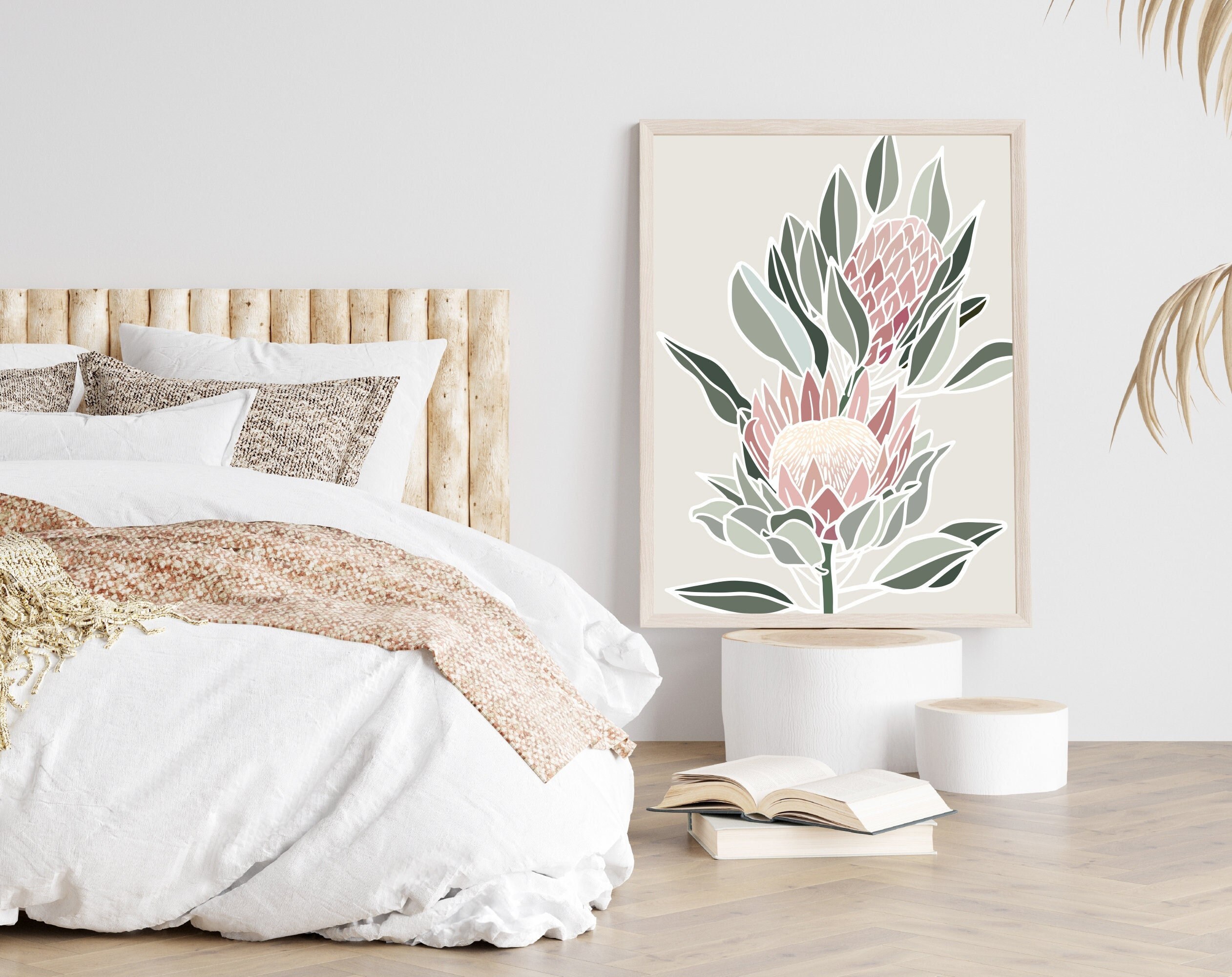 South African Protea Native Flower Art Print Australian Prints Native