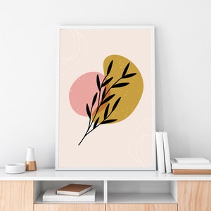Abstract Leaf Print Printable Wall Art Wall Art Abstract Print Geometric Artwork Minimalist Printable Art Wall Print Botanical Boho Print