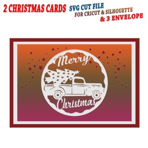 Christmas Card svg for Cricut and Silhouette, 2 Merry Christmas Card template SVG