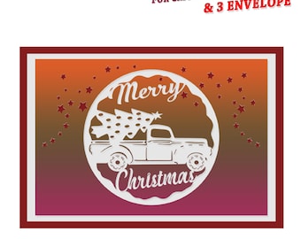 Christmas Card svg for Cricut and Silhouette, 2 Merry Christmas Card template SVG