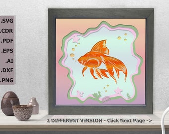 Multilayer Goldfish Shadow Light Box, files SWG  .studio files for Silhouette and Cricut- Svg-Png-Cdr-Dxf-Eps File For Paper Cut, and Laser