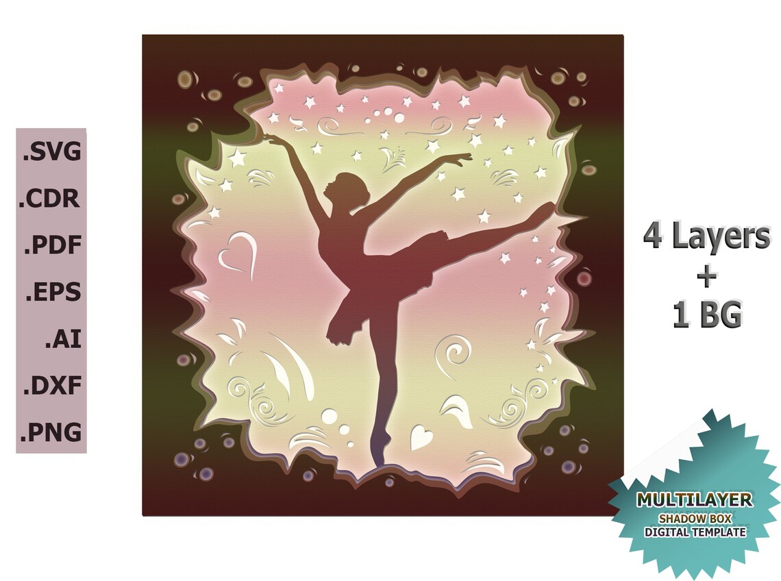 Ballerina Shadow Box Template Cricut and Silhouette files SVG Etsy