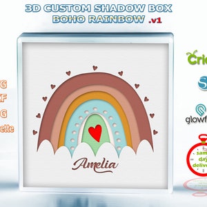 Custom 3D Multilayer Shadow Box Boho Rainbow File for Colored Paper Cutting