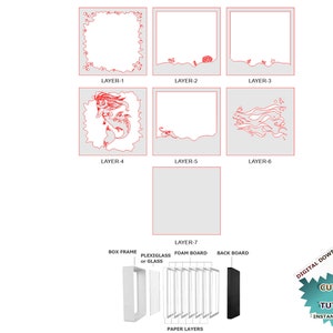 3D Paper Cut Light Box Template Mermaid SVG Template Files SWG - Png ...
