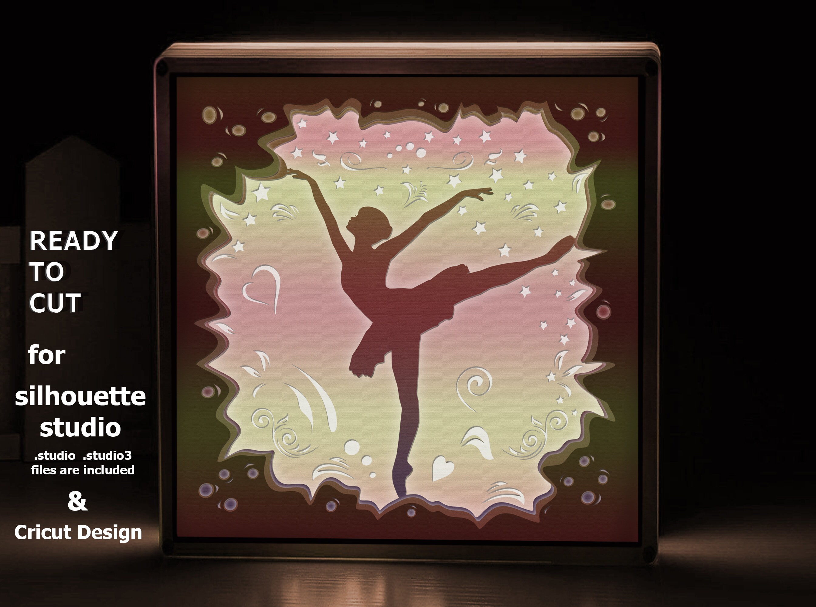 Ballerina Shadow Box Template Cricut and Silhouette files SVG Etsy