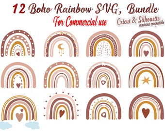 Boho Rainbow svg, Boho Rainbow svg bundle, Rainbow Cricut File, Boho Rainbow Silhouette, Commercial use SVG