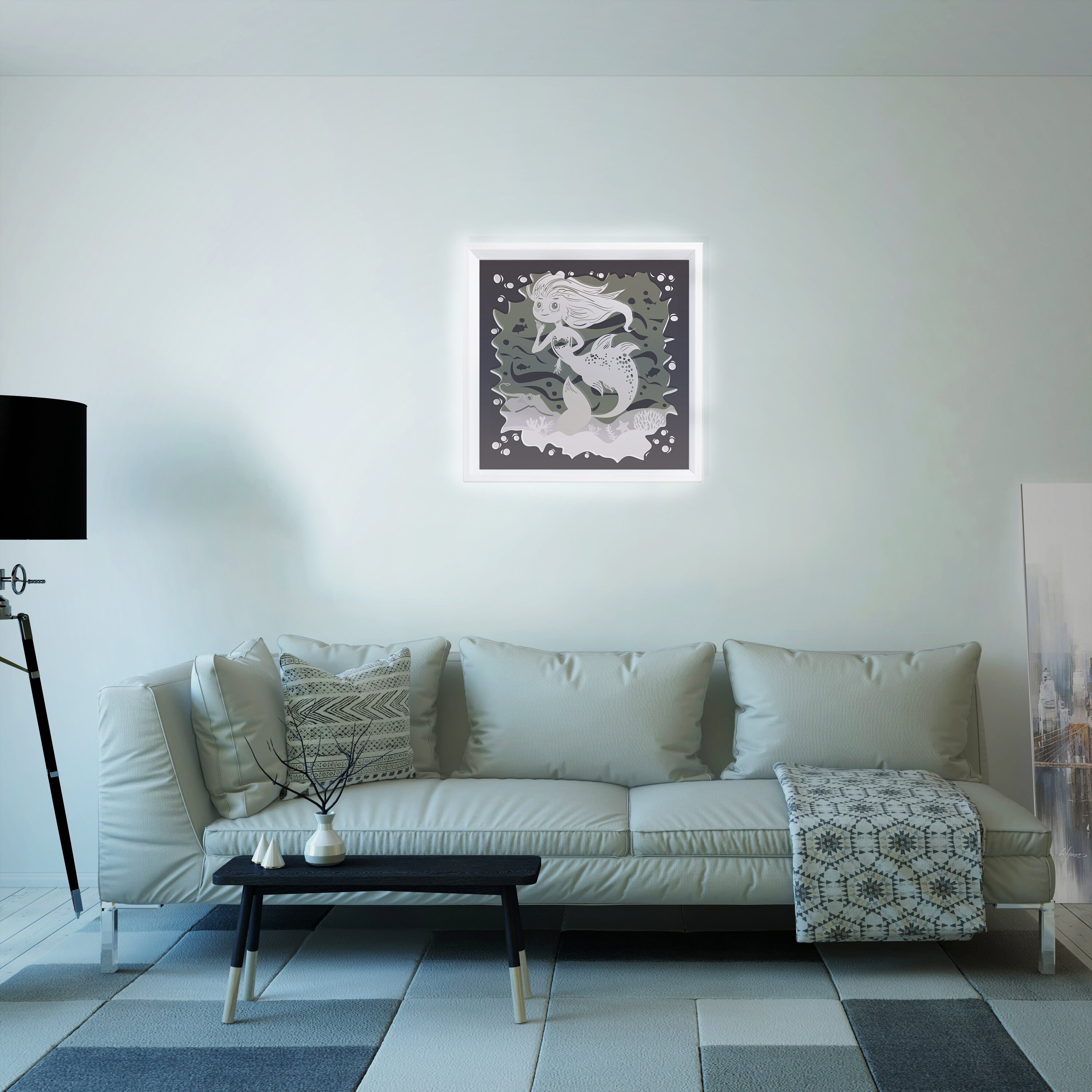3D Paper Cut Light Box Template Mermaid SVG Template Files SWG - Png ...