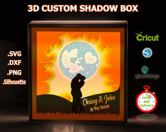 Custom 3D Multilayer Couple Shadow Box File for Colored Paper Cutting
