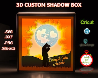 Custom 3D Multilayer Couple Shadow Box File for Colored Paper Cutting