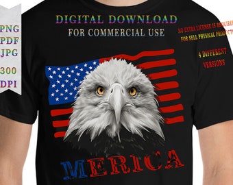 American Eagle DTF transfer or any print design with transparent background for commercial use