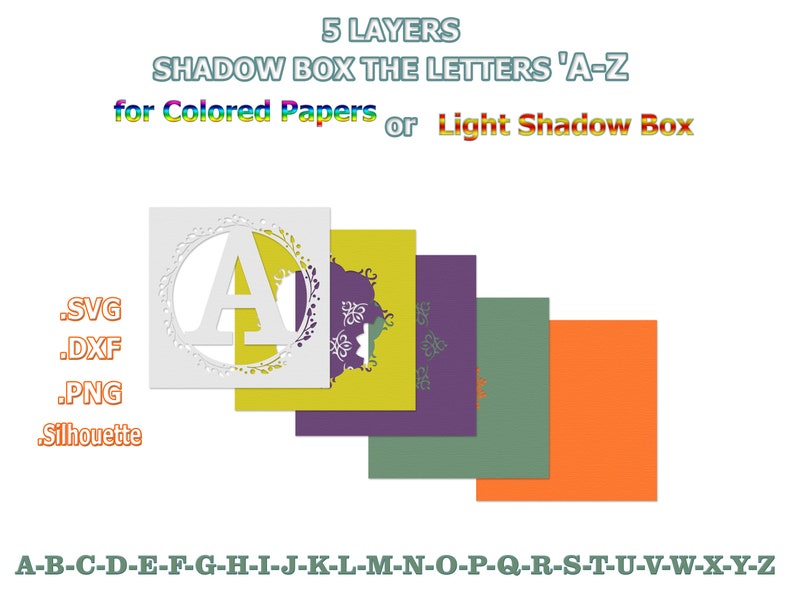 Shadow Box the Letters A-Z Files for Colored Paper or Light Box 3D ...