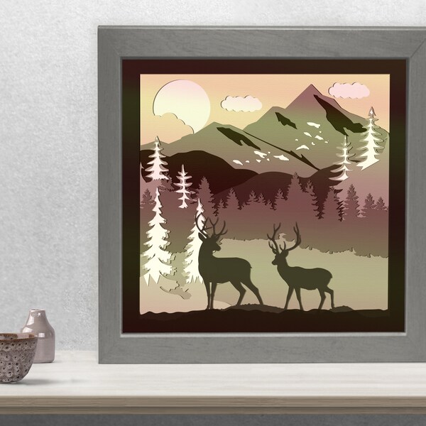 3D Paper Cut Light Box Template SVG Cricut and Silhouette Files Swg Png ...