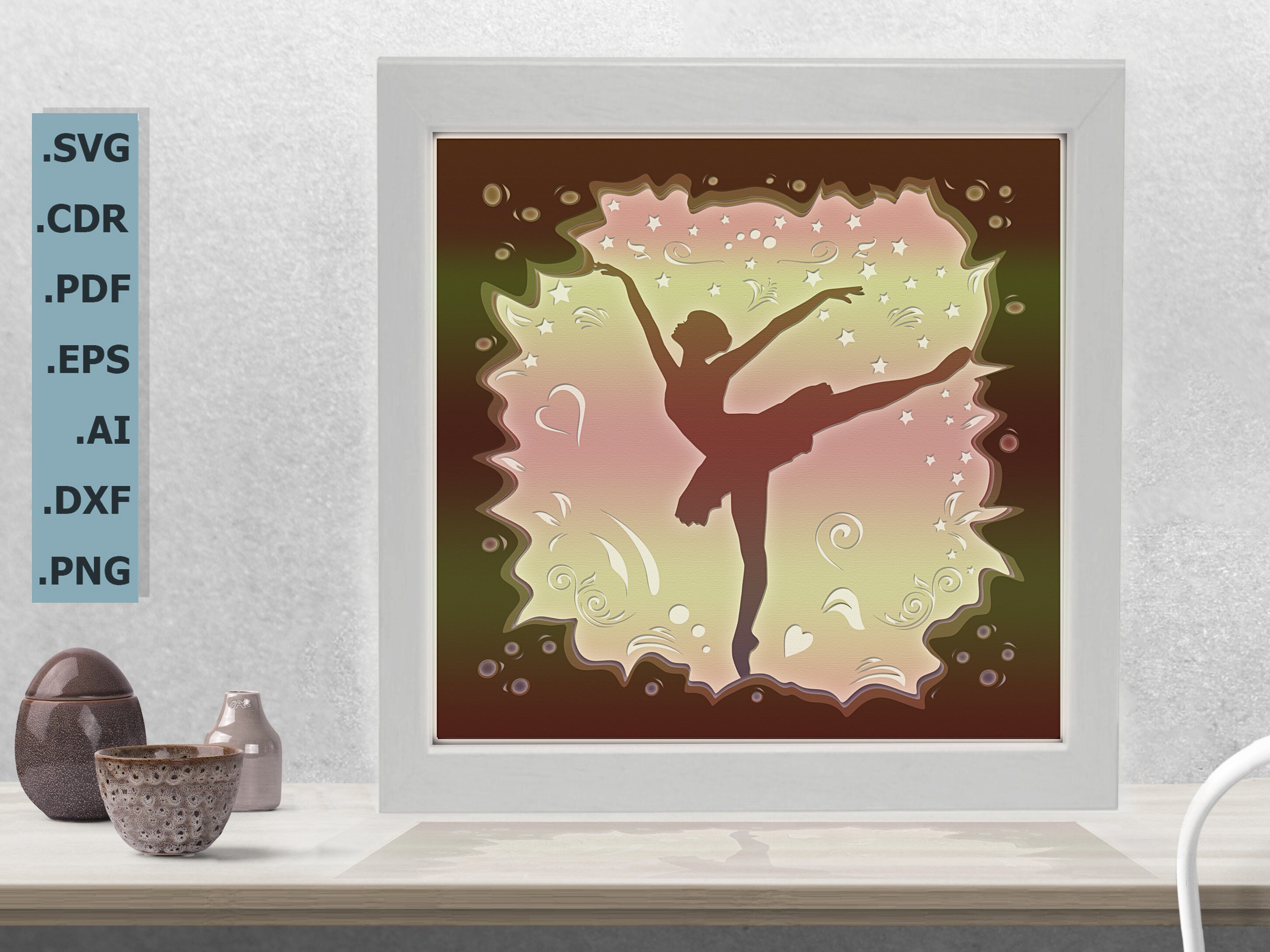 Ballerina Shadow Box Template Cricut and Silhouette files SVG Etsy