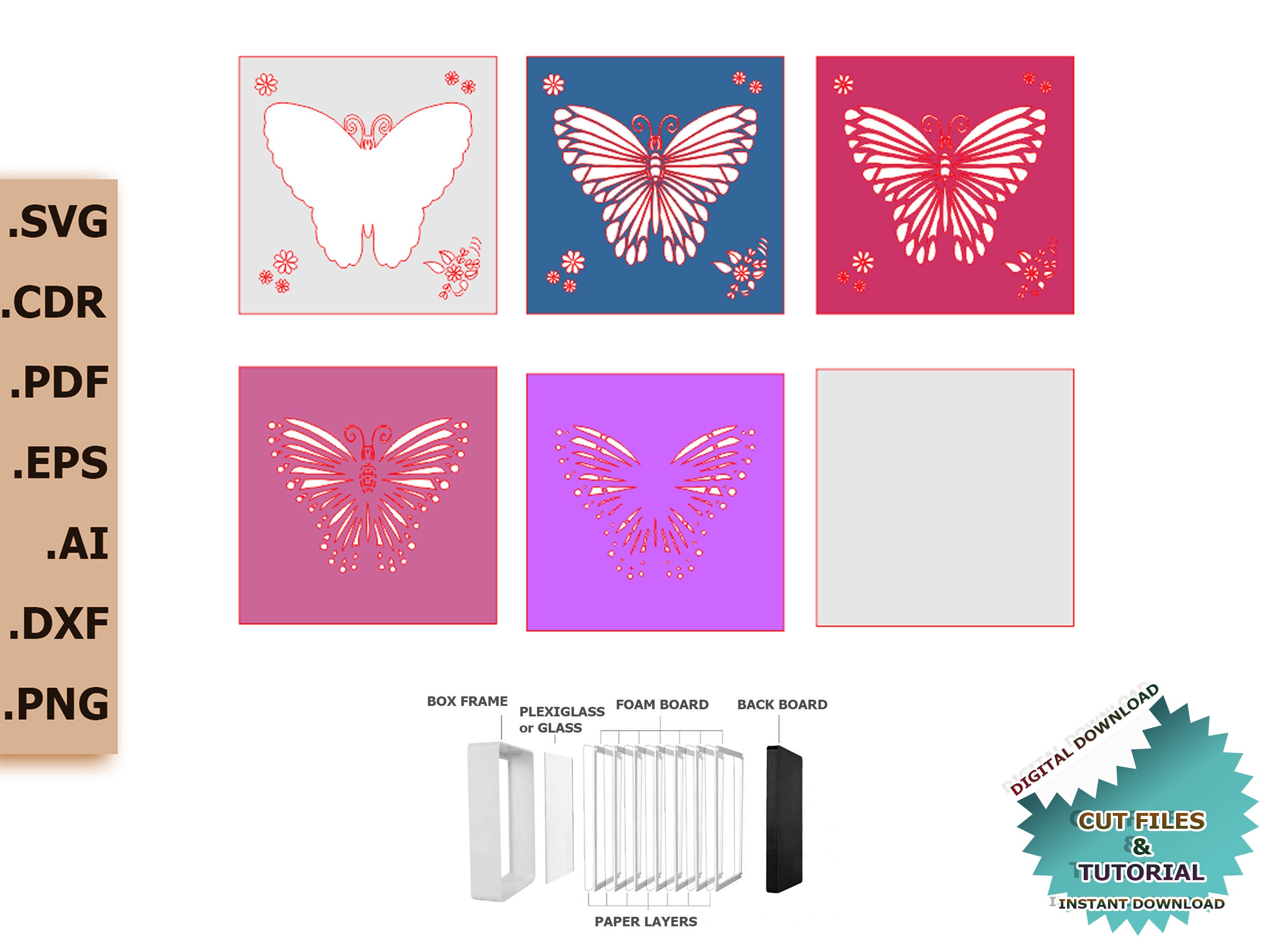 Shadow Box Butterfly Svg 3d Butterfly Svg SWG PNG Cdr | Etsy