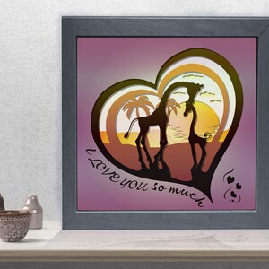 Je t'aime maman SVG 3D Modèle de boîte à lumière découpée en papier, fichiers Shadow Box Cricut et Silhouette SVG-Png-Cdr-Dxf-Dwg-Eps-Ai fichiers Paper Cut