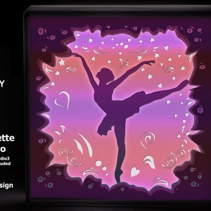 Ballerina Paper Cut Light Box Template, 3D Papercut Lightbox Svg Cricut and Silhouette files
