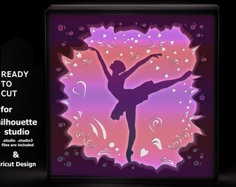 Ballerina Paper Cut Light Box Template, 3D Papercut Lightbox Svg Cricut and Silhouette files