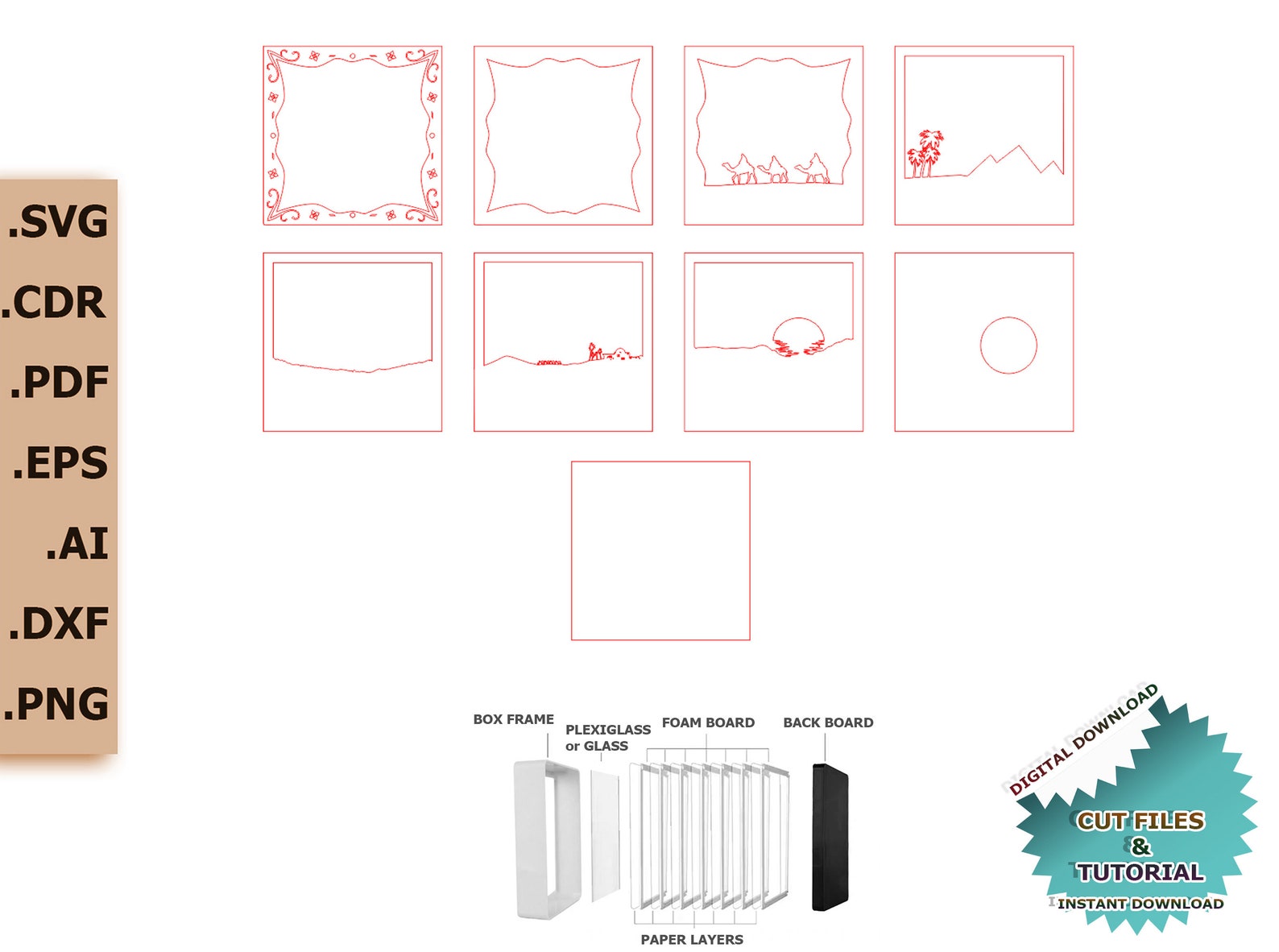 3D Paper Cut Light Box Template SVG Cricut And Silhouette Files Swg Png 3d-paper-cut-light-box-template-svg-cricut-and-silhouette-files-swg-png