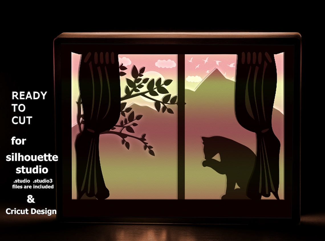 Multilayer Cat Shadow Box SVG Template Svg Png Cdr Dxf - Etsy