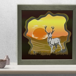 Multilayer Deer Shadow Light Box, files SWG - .studio files for Silhouette - PNG - Cdr Dxf - Dwg - Eps - AI File For Paper Cut, and Laser
