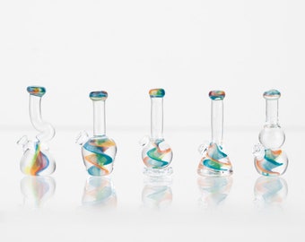 5-Piece Rainbow Swirl Minifigure Glass Replica Beaker Set