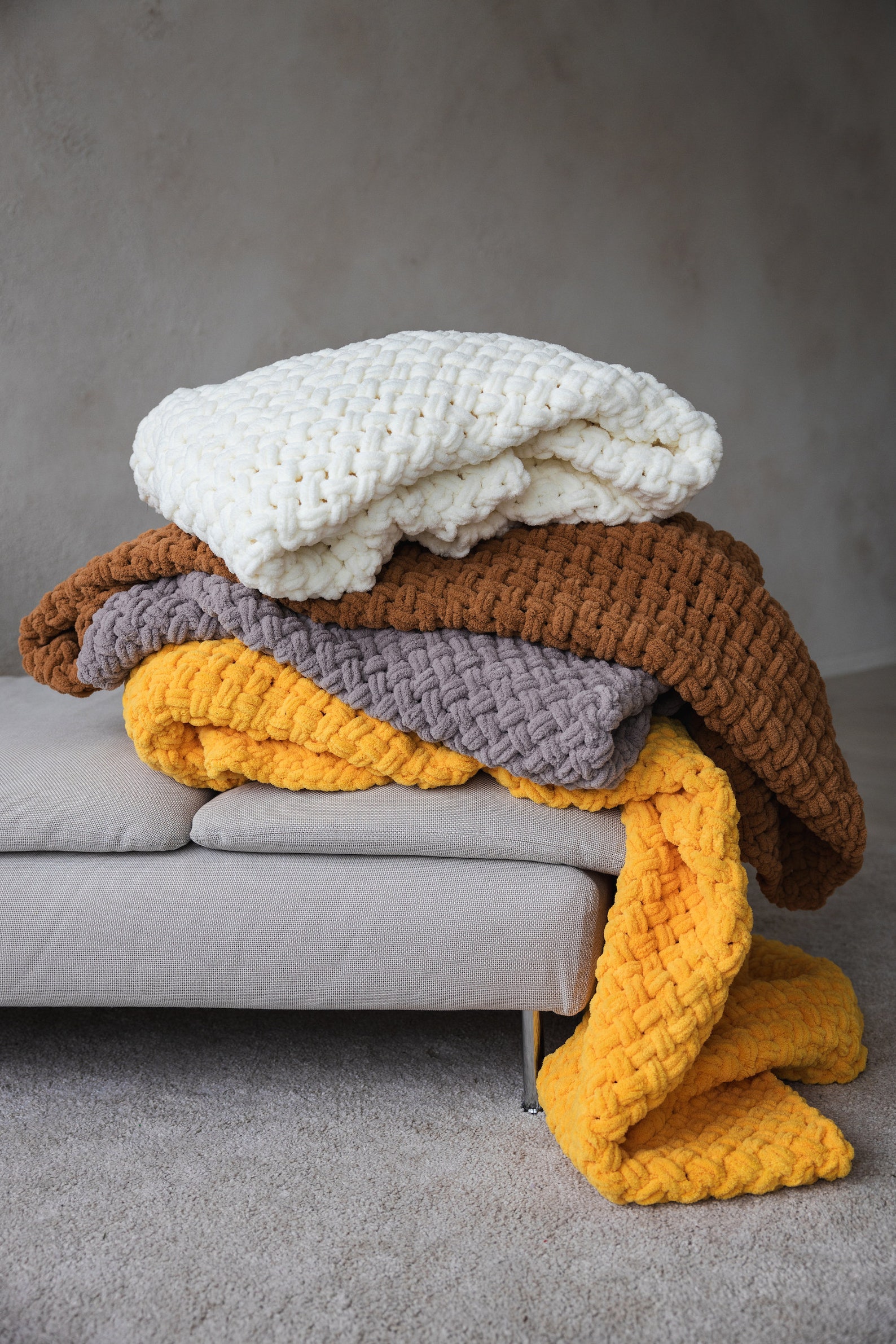 Chunky Knit Yellow Blanket Giant Puffy Cozy Trending Anniversary Gift