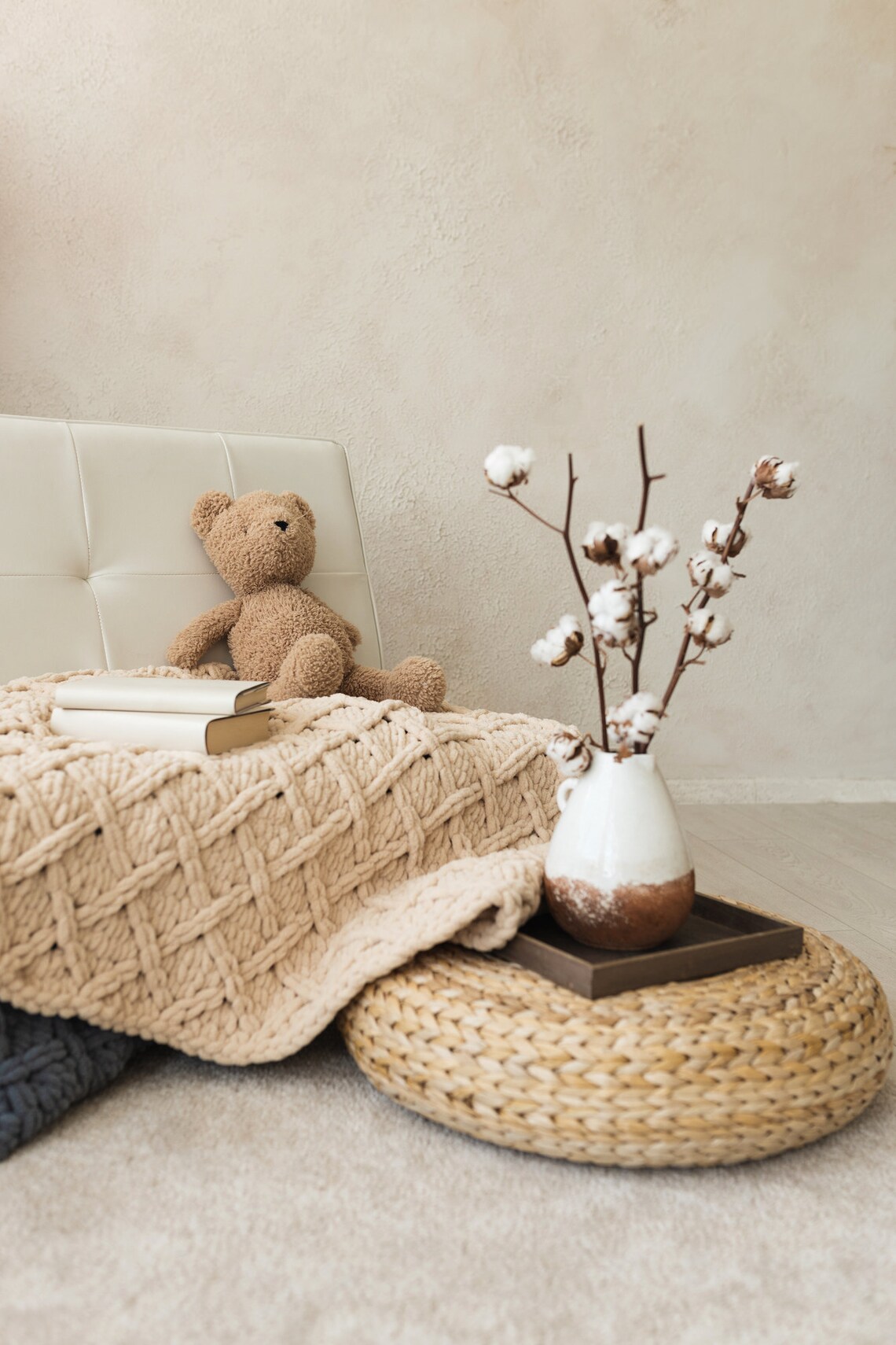 Off White Rhombus Blanket, Diamond Patern Chunky Blanket, Handmade ...
