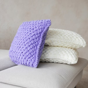 Gift Pillows with inserts, set of chunky knit pillow, 16х16 decorative cushion pillow, Hand Knit decorative 40x40 pillow, Chunky yarn pillow image 5