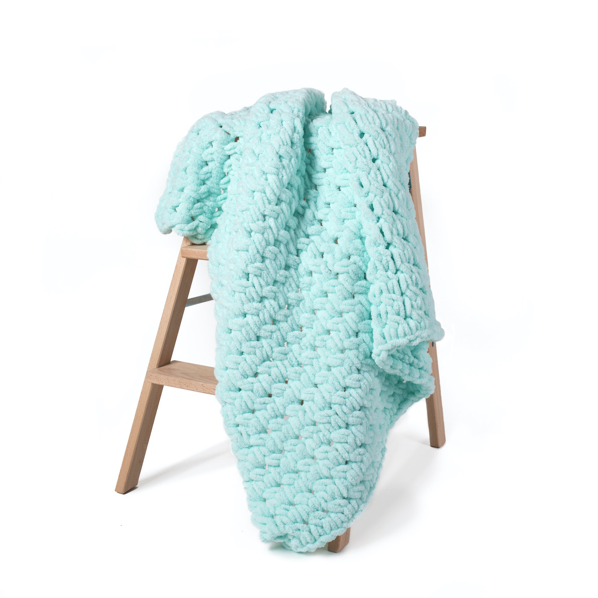 Chunky knit puffy mint blanket, mint organic plaid, Unique gift friend, Spring home decoration, knit bed throw, Springtime home interior