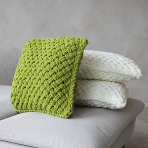 Gift Pillows with inserts, set of chunky knit pillow, 16х16 decorative cushion pillow, Hand Knit decorative 40x40 pillow, Chunky yarn pillow image 1