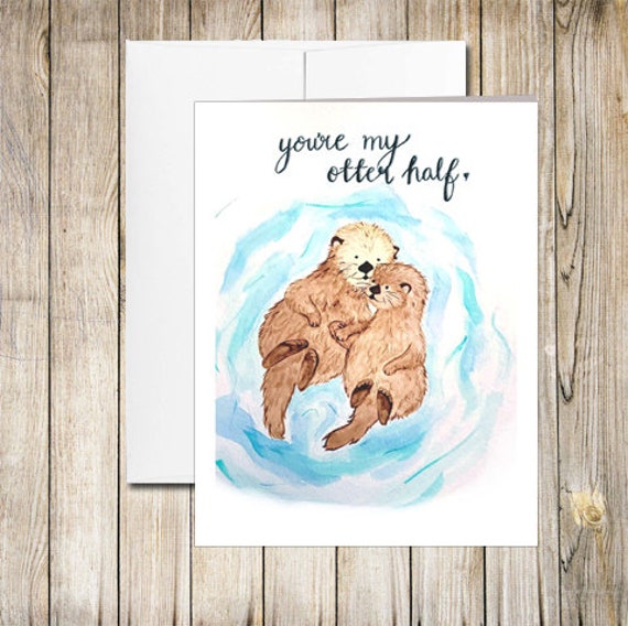 ADORABLE Otter Half Anniversary Card Love Valentine's Day Thinking Of You ADORABLE Otter Half Anniversary Card Love Valentine's Day Thinking Of You
