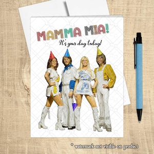 70er - 80er Jahre Musik - Mamma M!a! Geburtstagskarte, es ist dein Tag! Schwedische Pop Musik