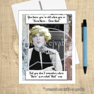 Funny &quot;Been There Done That, But Can&#39;t Remember&quot; Retro Vintage Birthday Card, Over the Hill card, Snarky Birthday Card