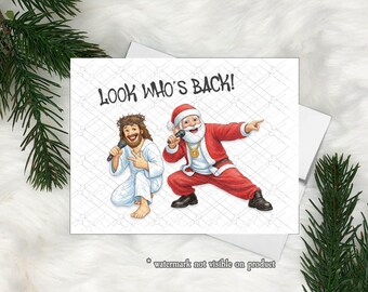Funny Santa Christmas Card – Jesus Rap Battle Holiday Humor