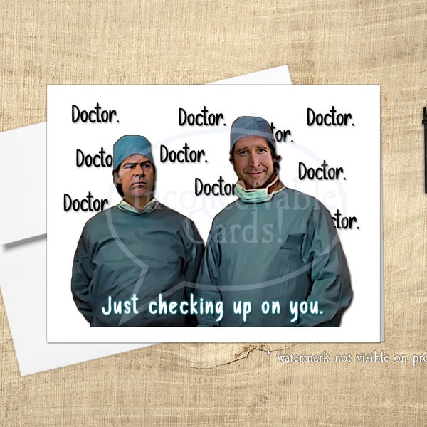 Funny "Doctor Doctor Doctor" Checking Up On You Card, Thinking of You, Get Well, Support Card, 80s movies